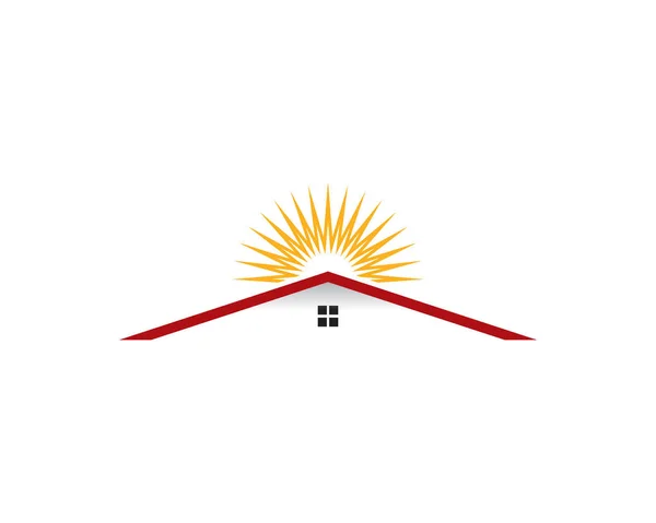 Logotipo de casa de sol — Vector de stock
