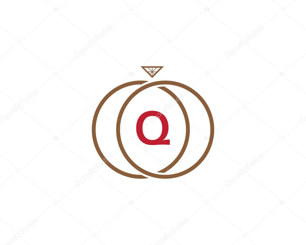q letter ring diamond logo