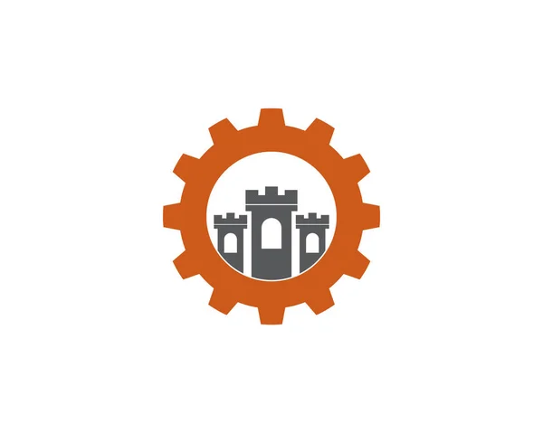 Engranaje castillo logo — Vector de stock