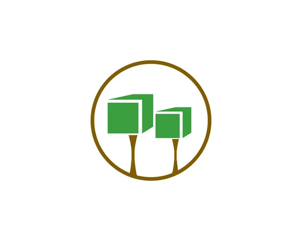 木のキューブのロゴ — ストックベクタ