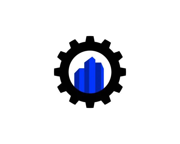 Ciudad engranaje logo — Vector de stock