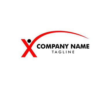 İlk harf X Swoosh İnsanlar Logo Sembol Simgesi Vektörü