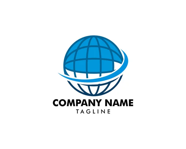 Globe Swoosh Logo Template Illustration Design — Stock Vector