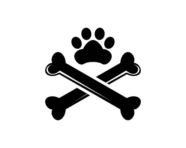 Paw Yazdırma Evcil Hayvanı ve Kemik Simgesi Vektör Logo Şablonu Çizim Tasarımı — Stok Vektör