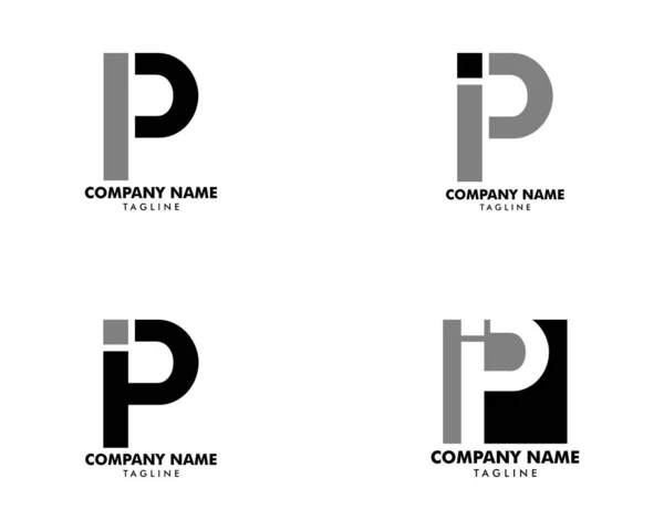 Ensemble de conception initiale de modèle de logo IP lettre — Image vectorielle