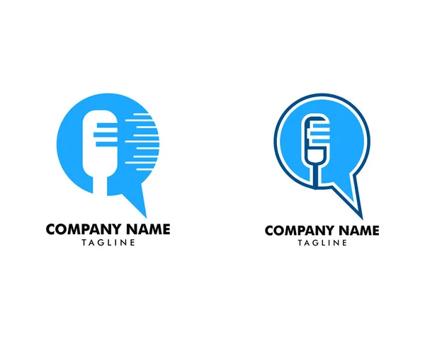 Set van microfoon chat podcast logo vector — Stockvector