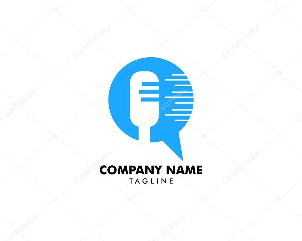 Microphone chat podcast logo vector