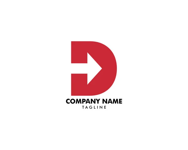 Anfangsbuchstabe d mit Pfeil-Logo-Design-Vorlage — Stockvektor