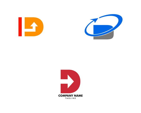 Ensemble de lettre initiale D avec modèle de conception de logo de flèche — Image vectorielle