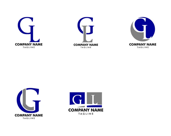 Ensemble de conception initiale du modèle de logo GL lettre — Image vectorielle
