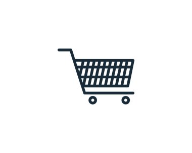 Alışveriş Arabası Simgesi Vektörü, Trolley Logo Şablonu Çizim Tasarımı