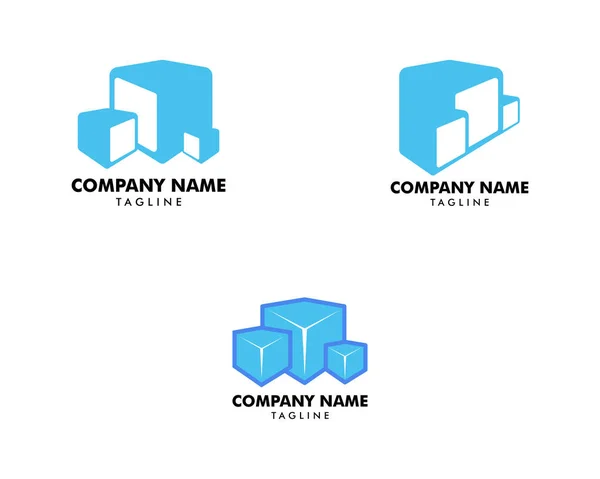 Set Ice Cubes Logo Design Icon Vector Illustration — Stock Vector