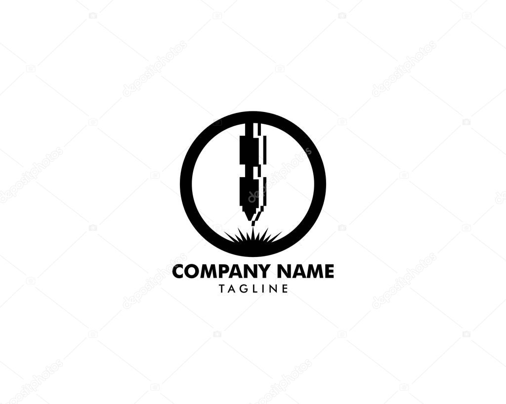 Laser Cutting Machine Logo Design Icon Vector Illustration, CNC Laser Machine Head, Laser Engraving Machine