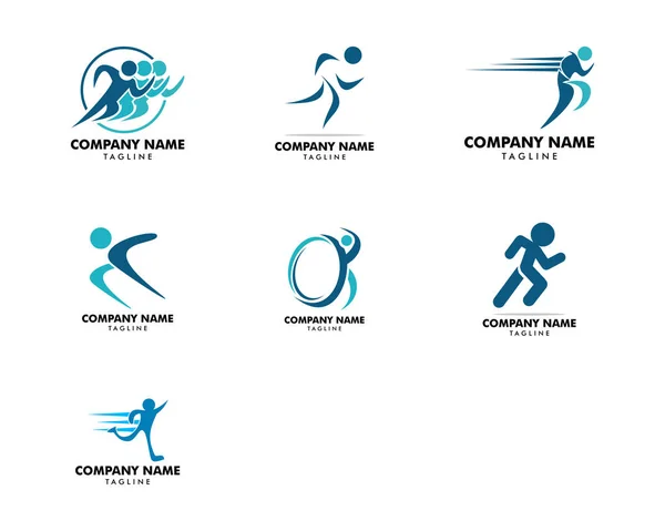 Conjunto Caracteres Logotipo Vetor Corrida Humana — Vetor de Stock