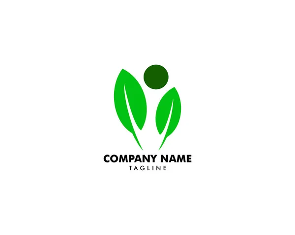 Human Leaf Logo Typ Mall Design — Stock vektor