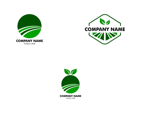 Set Verde Natura Farm Logo Design Template — Vettoriale Stock