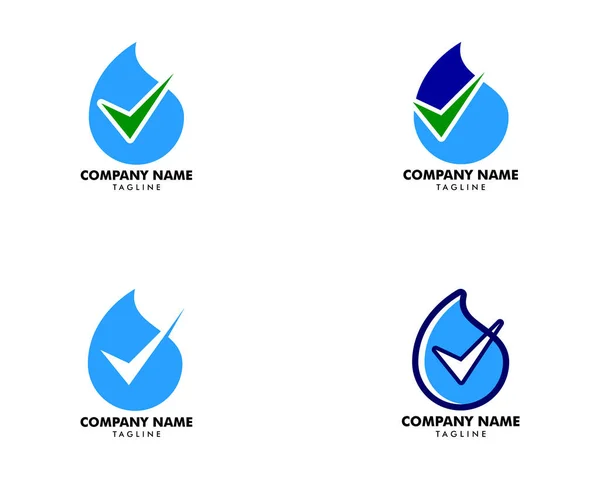 Set Gotita Agua Marca Verificación Logo Icono — Archivo Imágenes Vectoriales