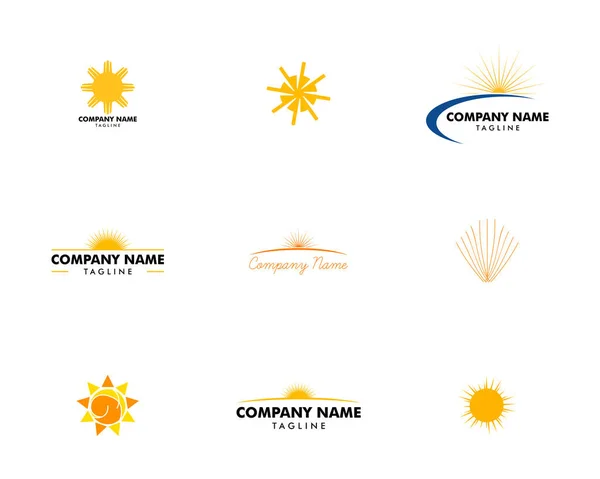 Conjunto Sun Logo Design Template Vector — Vetor de Stock