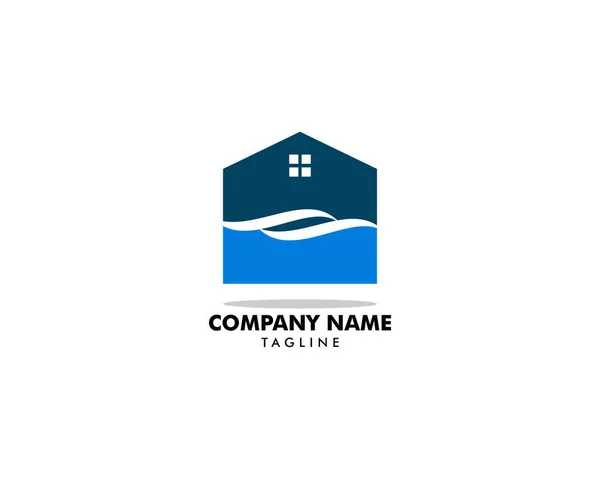 Beach House Logo Design Template — Stock Vector