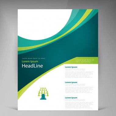 Vektör soyut şablon tasarım el ilanı, turkuaz ve yeşil çok katmanlı çizgileri ile kapak