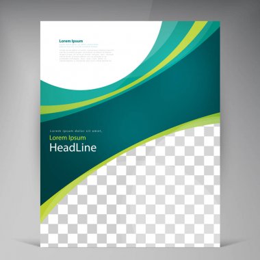 Vektör soyut şablon tasarım el ilanı, turkuaz ve yeşil çok katmanlı çizgileri ile kapak