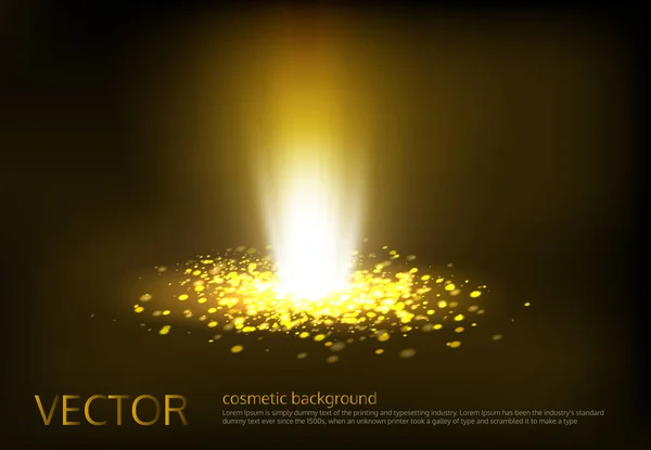 Vektor-Illustration eines goldenen Lichtstrahls mit Glitzern, einem Lichtstrahl — Stockvektor