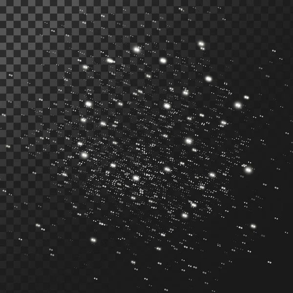 Sfondo vettoriale, texture notte cielo stellato. Effetto luce, ammasso di scintille luminose bianche — Vettoriale Stock