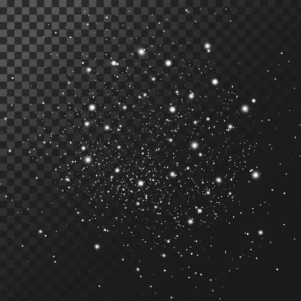 Vektorový pozadí, textury noční hvězdnou oblohu. Světelný efekt, shluk bílých zářící jiskry — Stockový vektor