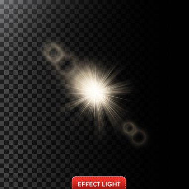 Işınları ile parlayan ışık efekti illüstrasyon vektör ve mercek parlamaları mercek