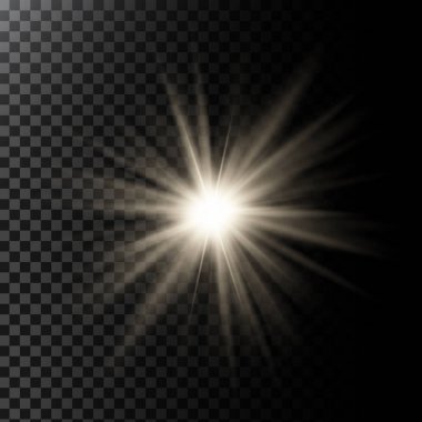 Işınları ile parlayan ışık efekti illüstrasyon vektör ve mercek parlamaları mercek