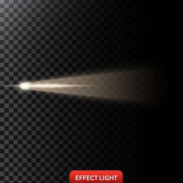 Ilustración vectorial de un rayo de luz dorado, un haz de luz, un efecto de brillo — Archivo Imágenes Vectoriales