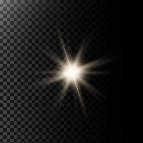 Векторная иллюстрация эффекта светящегося света с лучами и бликами объектива — стоковый вектор