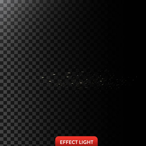Illustration vectorielle d'un rayon lumineux doré à paillettes, d'un faisceau lumineux à étincelles — Image vectorielle