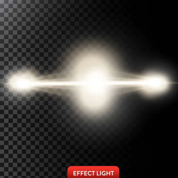 Vektorillustration av en två gyllene ljus strålar, en ljusstrålar, en glöd effekter — Stock vektor