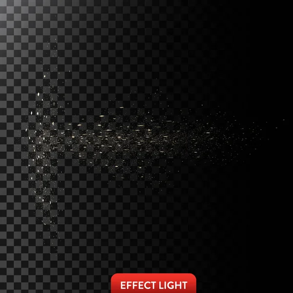 Векторная иллюстрация золотого светового луча с блестками, светового луча с искрами Лицензионные Стоковые Иллюстрации