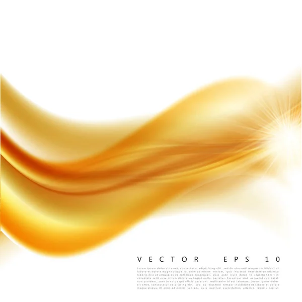Vektorillustration eines abstrakten orangen, welligen Hintergrundes, glatte gelb-orangefarbene Welle, Linie mit Lichteffekt. — Stockvektor