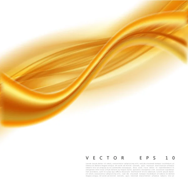 Vektorillustration eines abstrakten orangen, welligen Hintergrundes, glatte gelb-orangefarbene Welle, Linie mit Lichteffekt. Stockillustration