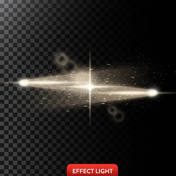 Vector illustration of a two golden light rays with glitter, a light beams with sparks Vector Graphics