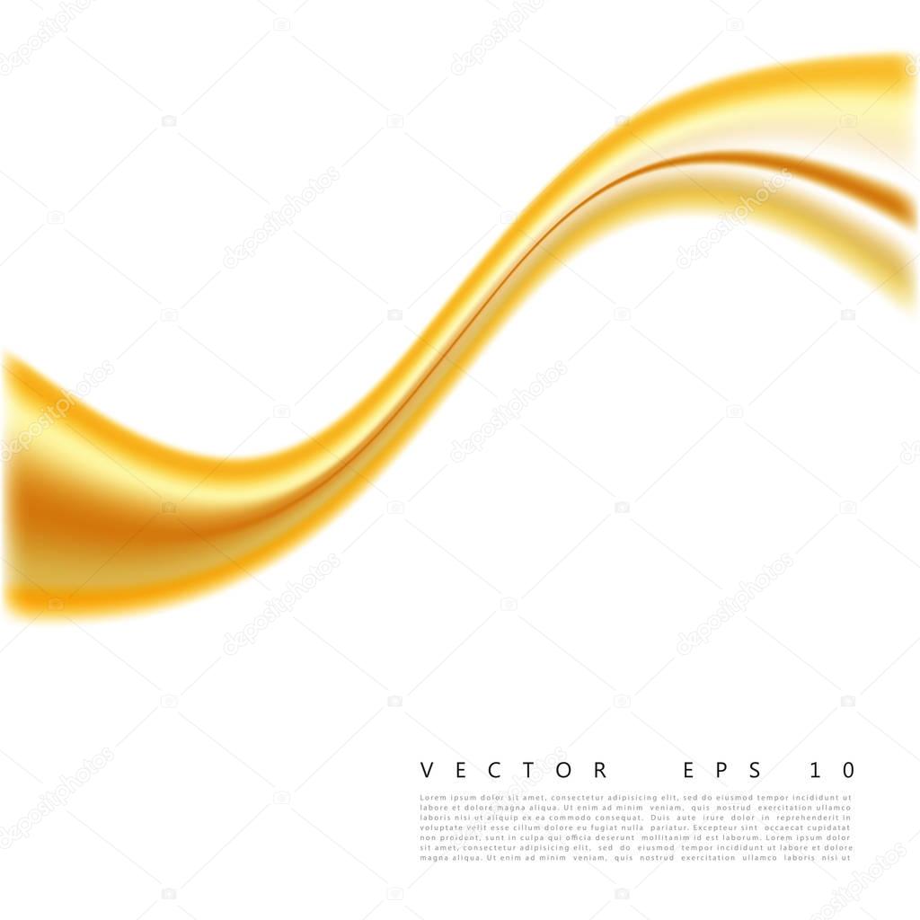 Vector illustration of an abstract orange wavy background, smooth layered yellow-orange wave, line with light effect.