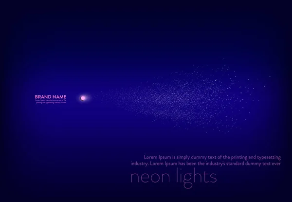 Vektorové ilustrace, abstraktní fialový nápis s neon reflektor, baterka, bílá Světelný paprsek jiskry — Stockový vektor