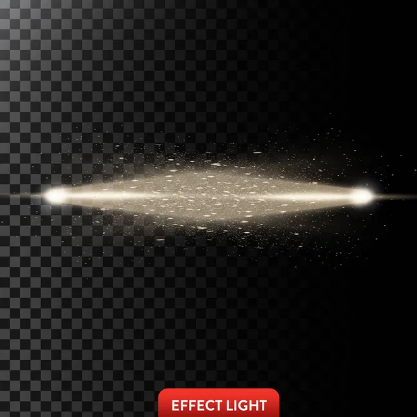 Vektorové ilustrace dva zlaté paprsky světla s glitrem, světelných paprsků s jiskry — Stockový vektor