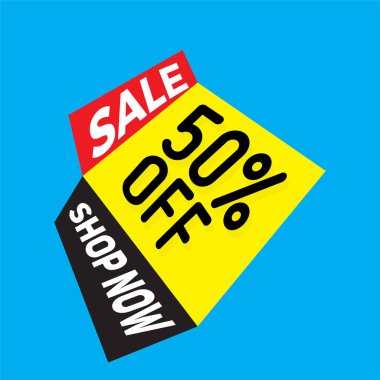 Satışı büyük başlığı, şablon afiş satış % 50 indirim. Vektör çizim. hisse senedi vektör