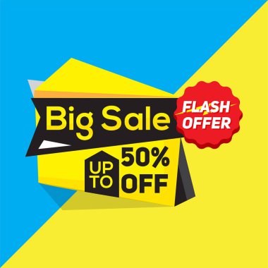 Satışı büyük başlığı, şablon afiş satış % 50 indirim. Vektör çizim. hisse senedi vektör