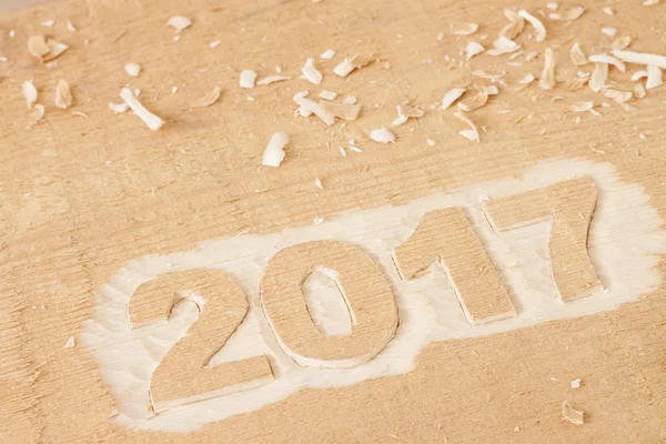 Symbol from number 2017 on wooden texture — Stock Photo, Image