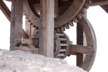 Vinç kuyu, eski ahşap cogwheels