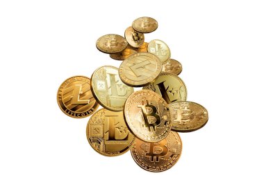 Beyaz bir arka planda (3 Kripto para birimi)