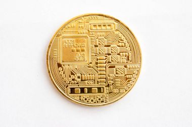 Kripto para birimi üzerinde gri bir arka plan - bitcoin