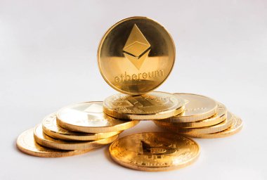 Beyaz bir arka plan üzerinde Kripto para birimi