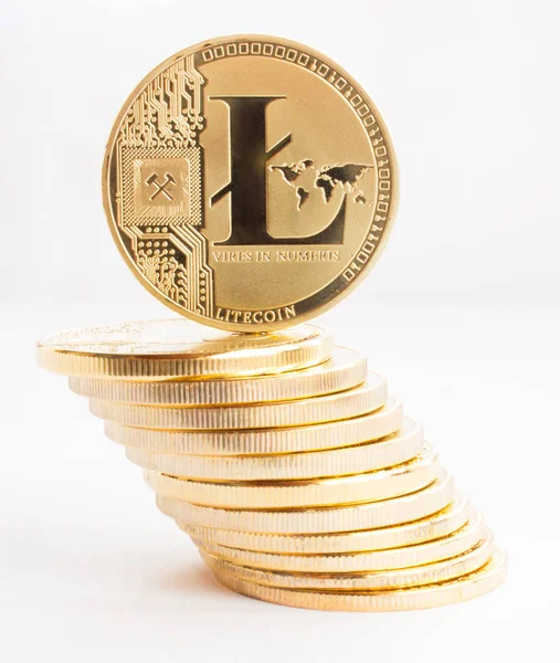 Monnaie cryptographique sur un fond gris - litecoins 3 — Photo