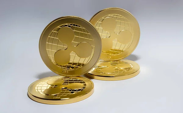 Numérique crypto monnaie virtuelle pièces d'or ondulation — Photo